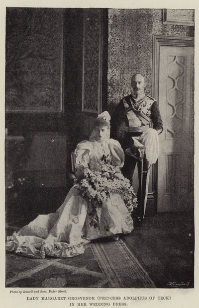 Lady Margaret Grosvenor (Princesa Adolfo de Teck) en su vestido de novia de English Photographer