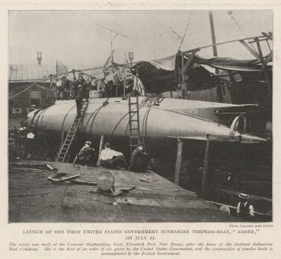Lanzamiento del Primer Submarino Torpedero del Gobierno de los Estados Unidos, Adder, el 22 de julio de English Photographer