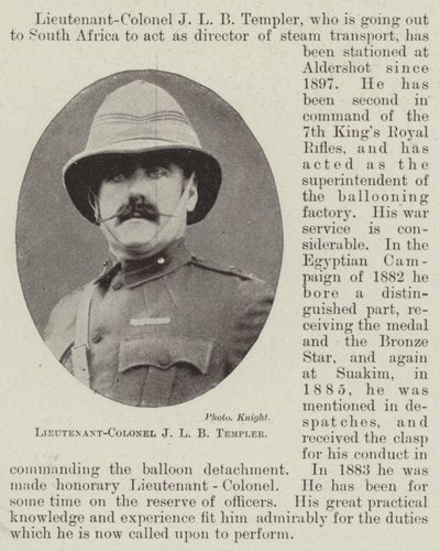 Teniente Coronel J L B Templer de English Photographer