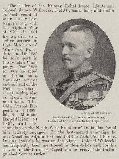 Teniente Coronel Willcocks, líder de la expedición de socorro de Kumasi de English Photographer