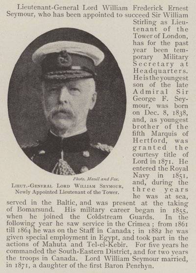 Teniente General Lord William Seymour, recién nombrado teniente de la Torre de English Photographer