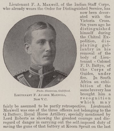Teniente F Aylmer Maxwell, Nuevo VC de English Photographer