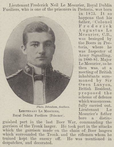 Teniente Le Mesurier, Fusileros Reales de Dublín (Prisionero) de English Photographer