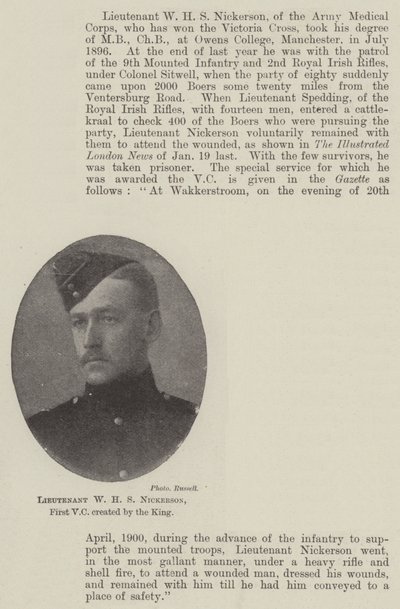 Teniente W H S Nickerson, primera Cruz Victoria creada por el Rey de English Photographer