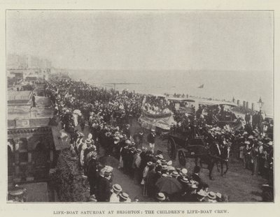 Sábado de botes salvavidas en Brighton, la tripulación infantil del bote salvavidas de English Photographer