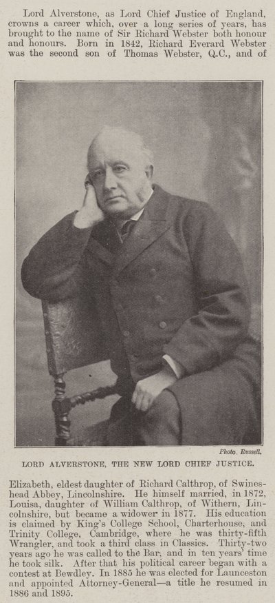 Lord Alverstone, el Nuevo Lord Chief Justice de English Photographer