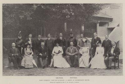 Visita de Lord Curzon a Lucknow, un grupo en la Casa de Gobierno de English Photographer