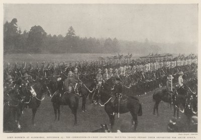 Lord Roberts en Aldershot, 25 de noviembre, el Comandante en Jefe inspeccionando tropas montadas antes de su partida hacia Sudáfrica de English Photographer
