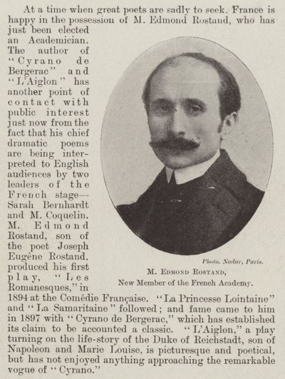 M. Edmond Rostand, Nuevo Miembro de la Academia Francesa de English Photographer