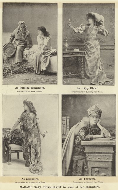 Madame Sara Bernhardt en algunos de sus personajes de English Photographer
