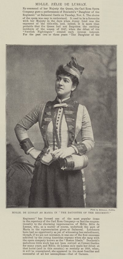 Mademoiselle de Lussan como María en La hija del regimiento de English Photographer