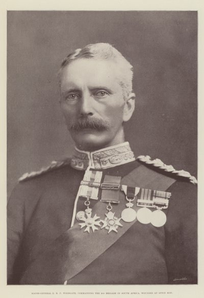 Mayor General E R P Woodgate, comandando la 9ª Brigada en Sudáfrica, herido en Spion Kop de English Photographer