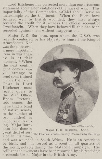 Mayor F R Burnham, DSO, el Famoso Explorador, Recientemente Decorado por el Rey de English Photographer