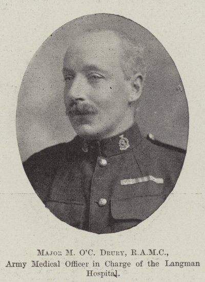 Mayor M OC Drury, RAMC, Oficial Médico del Ejército a Cargo del Hospital Langman de English Photographer
