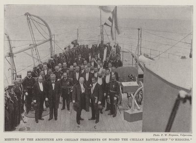 Reunión de los presidentes de Argentina y Chile a bordo del acorazado chileno OHiggins de English Photographer