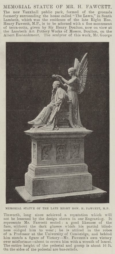 Estatua conmemorativa del Sr. H. Fawcett de English Photographer