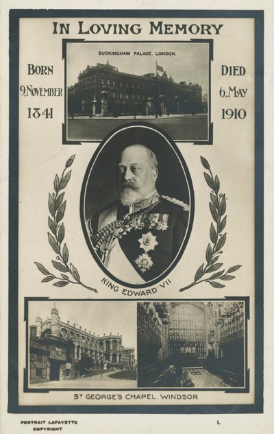 Tarjeta conmemorativa del Rey Eduardo VII de English Photographer