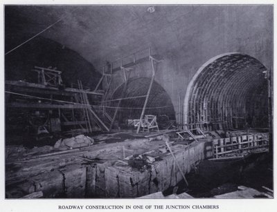 Túnel Mersey: Construcción de la carretera en una de las cámaras de unión de English Photographer