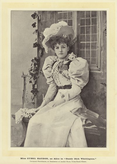 Miss Ethel Haydon, como Alice en Dandy Dick Whittington de English Photographer