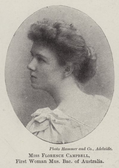 Srta. Florence Campbell, Primera Mujer Licenciada en Música de Australia de English Photographer