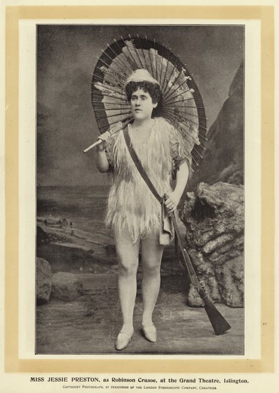 Miss Jessie Preston, como Robinson Crusoe, en el Grand Theatre, Islington de English Photographer