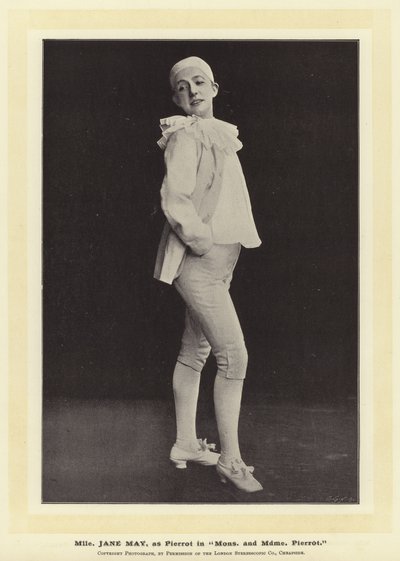 Mlle Jane May, como Pierrot en Mons y Mdme Pierrot de English Photographer