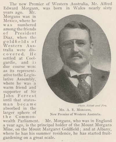 Mr A E Morgans, nuevo primer ministro de Australia Occidental de English Photographer