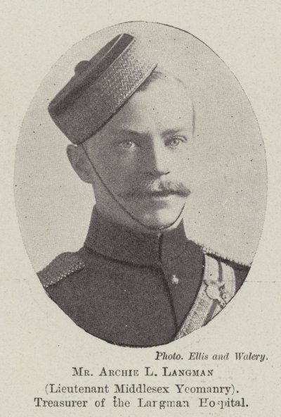 Sr. Archie L Langman, Teniente de la Caballería de Middlesex, Tesorero del Hospital Langman de English Photographer