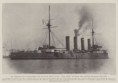 La próxima visita del Sr. Chamberlain a Sudáfrica, HMS Good Hope, en la que navegará el Secretario Colonial de English Photographer