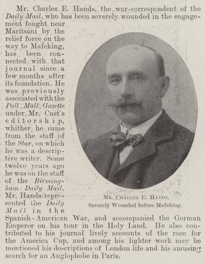 Sr. Charles E Hands, gravemente herido antes de Mafeking de English Photographer
