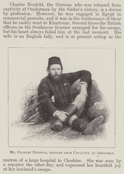 El Sr. Charles Neufeld, rescatado de la cautividad en Omdurman de English Photographer
