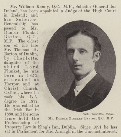 Mr. Dunbar Plunket Barton, QC, MP de English Photographer