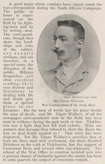 Sr. Edgar Wallace, Corresponsal de Guerra del Daily Mail de English Photographer
