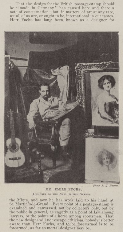Sr. Emile Fuchs, Diseñador de los Nuevos Sellos Británicos de English Photographer