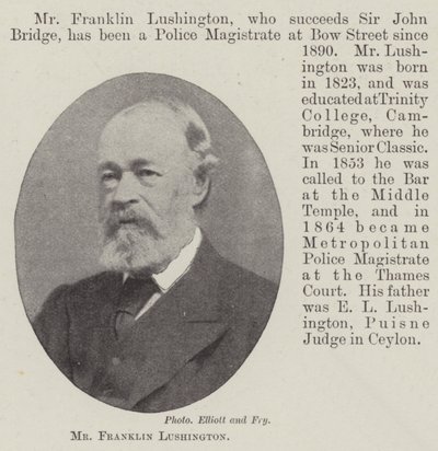 Mr Franklin Lushington de English Photographer