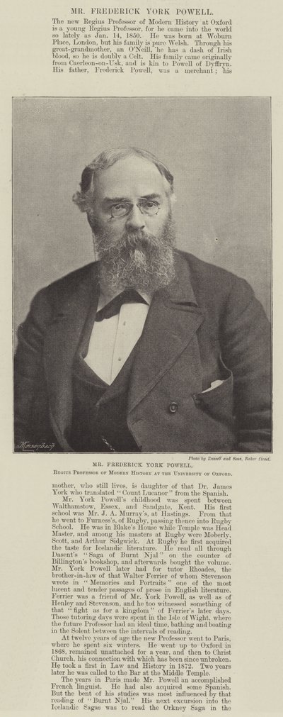 Sr. Frederick York Powell, Profesor Regio de Historia Moderna en la Universidad de Oxford de English Photographer