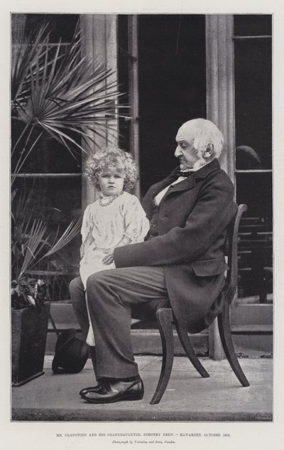 Sr. Gladstone y su nieta, Dorothy Drew, Hawarden, octubre de 1893 de English Photographer