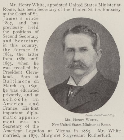 El Sr. Henry White, nuevo ministro de los Estados Unidos en Roma de English Photographer