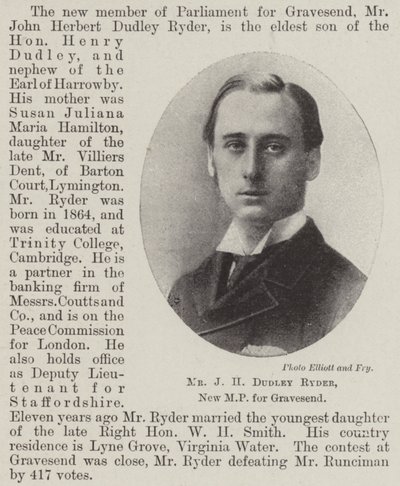 El Sr. J H Dudley Ryder, nuevo MP para Gravesend de English Photographer