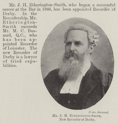 El Sr. J H Etherington-Smith, nuevo registrador de Derby de English Photographer