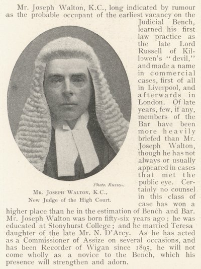 Sr. Joseph Walton, KC, nuevo juez del Tribunal Superior de English Photographer