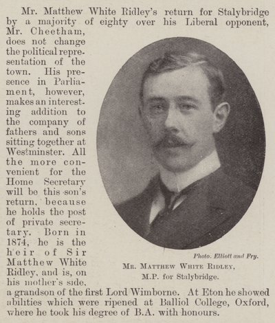 El Sr. Matthew White Ridley, MP por Stalybridge de English Photographer