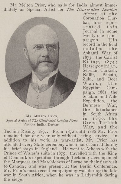 El Sr. Melton Prior, artista especial de The Illustrated London News para el Durbar indio de English Photographer