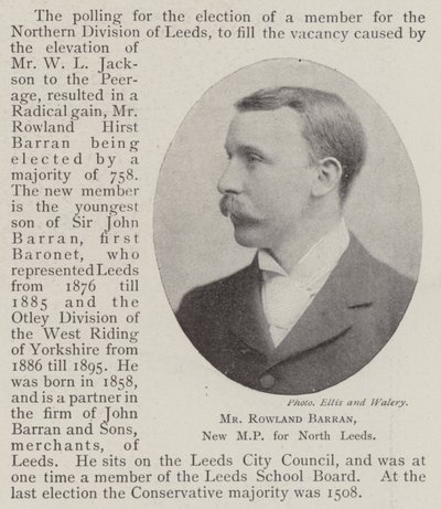 El Sr. Rowland Barran, nuevo MP por North Leeds de English Photographer