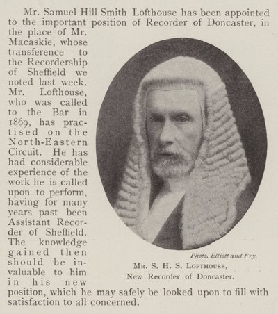 El Sr. S H S Lofthouse, nuevo registrador de Doncaster de English Photographer