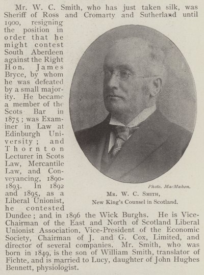 Sr. W C Smith, Nuevo Consejero del Rey en Escocia de English Photographer