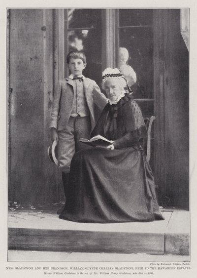 Sra. Gladstone y su nieto, William Glynne Charles Gladstone, heredero de las propiedades de Hawarden de English Photographer
