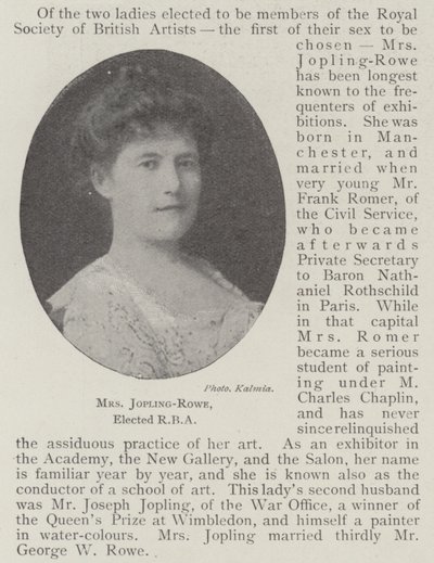 Sra. Jopling-Rowe, elegida RBA de English Photographer