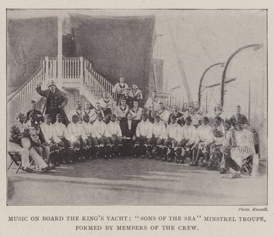 Música a bordo del yate del rey, Sons of the Sea Minstrel Troupe, formado por miembros de la tripulación de English Photographer