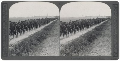North Staffords en marcha en Francia (impresión estereoscópica) de English Photographer
